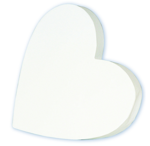 Weißes Pappmaché, Symbol, kleines Herz, 1,5x12x12 cm
