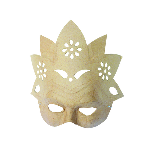 Braunes Pappmaché, florale Maske 9x23x22 cm