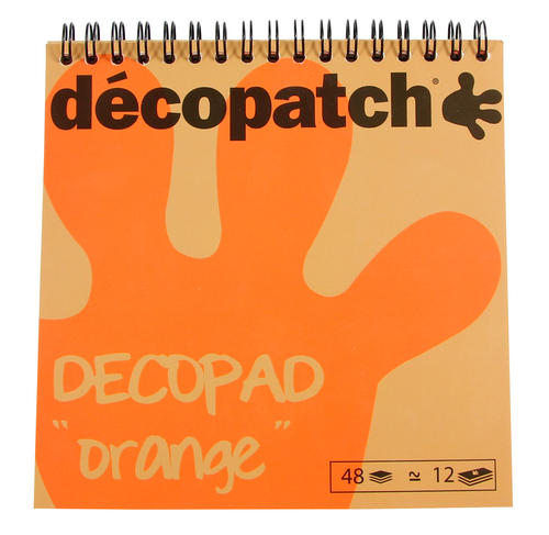 Décopad, Block mit 48 Blatt Décopatch-Papier 15x15 cm, orange