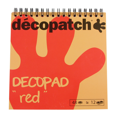 Décopad, Block mit 48 Blatt Décopatch-Papier 15x15 cm, rot