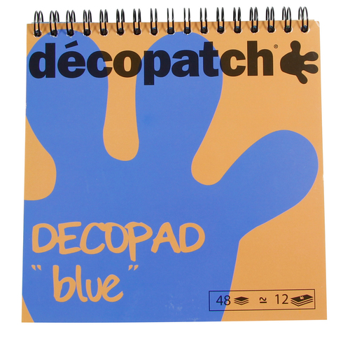 Décopad, Block mit 48 Blatt Décopatch-Papier 15x15 cm, blau