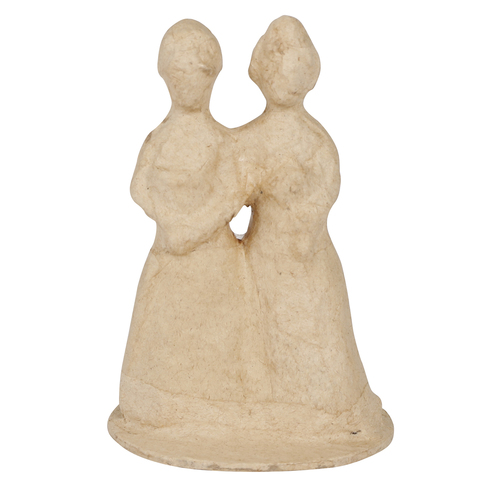 Braunes Pappmaché, Brautpaar Frau und Frau 8,5x8,5x13 cm