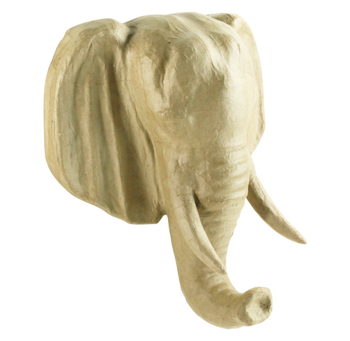 Pappmaché, braun, Elefantenkopf zum Aufhängen 36cm
