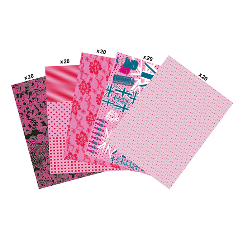 Großpackung mit 100 Blatt Décopatch-Papier (30x40cm), rosa