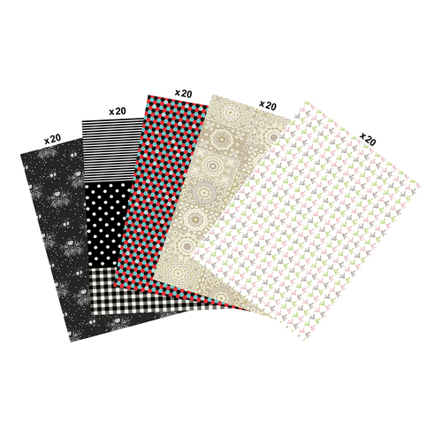Großpackung mit 100 Blatt Décopatch-Papier (30x40cm), schwarz, weiß & silber