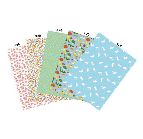 Maxi Pack - 100 Sheets of Childlike Patterned Decopatch Paper