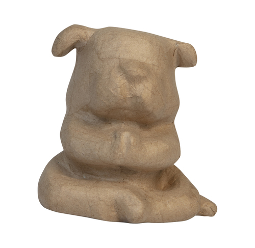 Kleines Pappmaché, braun, Yoga-Bulldogge 13,5cm