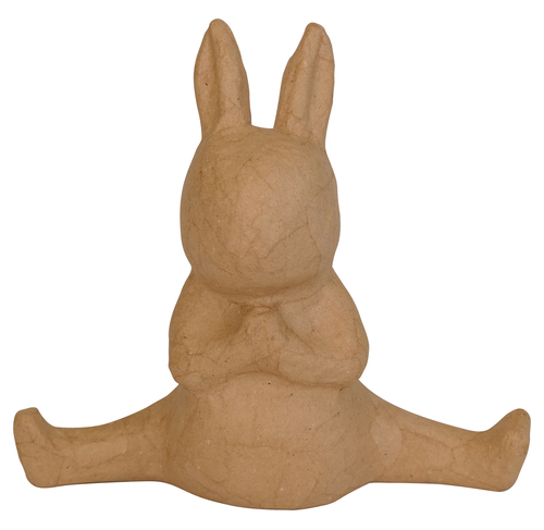 Kleines Pappmaché, braun, Yoga-Kaninchen 17cm