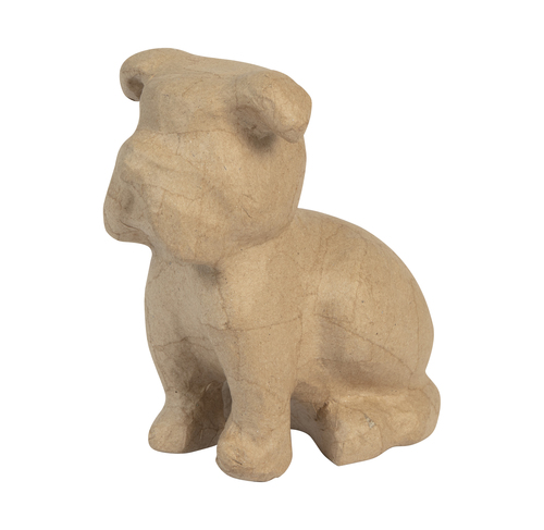 Kleines Pappmaché, braun, sitzende Bulldogge 16cm