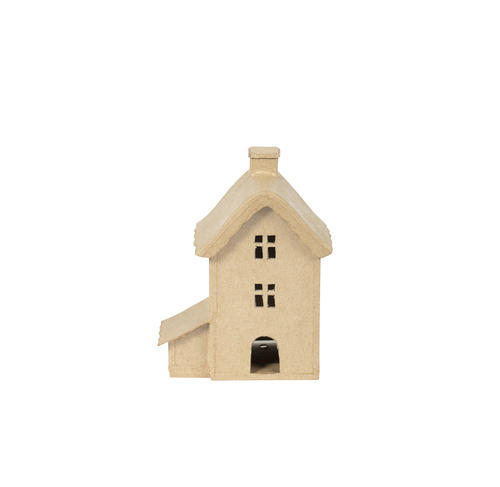 Kleines Pappmaché, braun, hohes Haus 16,5cm
