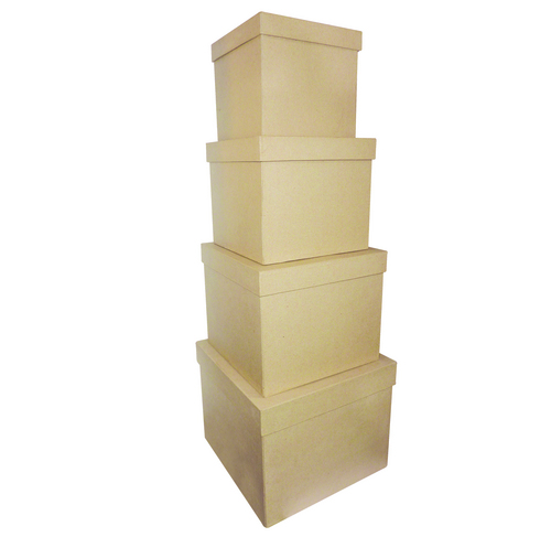 Set of 4 Square Boxes 16x14/25x20cm