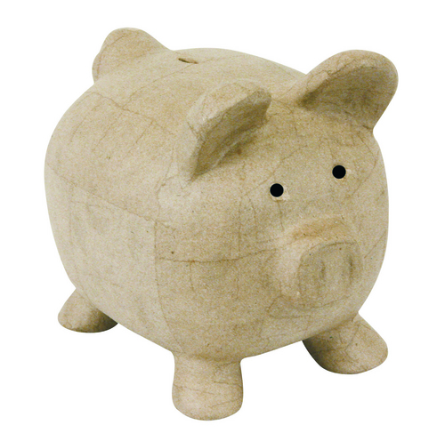 Pappmaché braun, Spardose Schwein 25,5cm