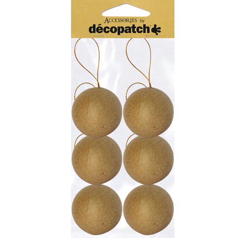 Sachet de 6 boules avec cordon doré 6cm