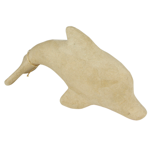 Kleines Pappmaché, braun, Delfin 15,5cm