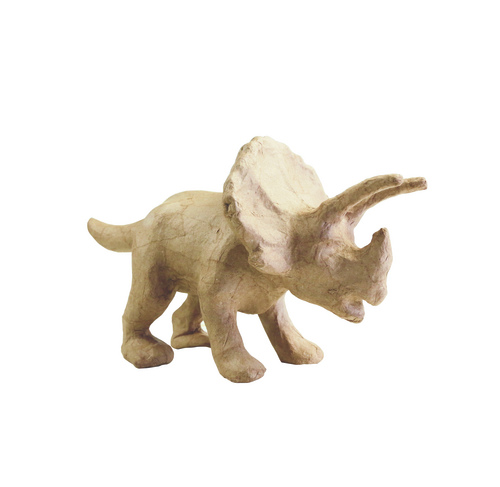 Kleines Pappmaché, braun, Triceratops 15,5cm