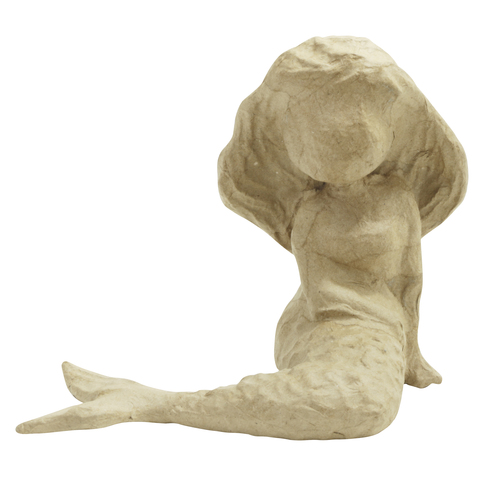 Kleines Pappmaché, braun, Meerjungfrau 15,5cm